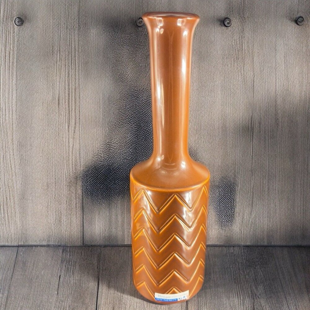 Haeger Pottery Brown Glaze 18 Inch Tall‎ Vase Vessel USA Made Floor Vase Decor